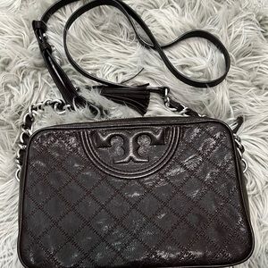 Tory Burch camera bag brown with silver hardware